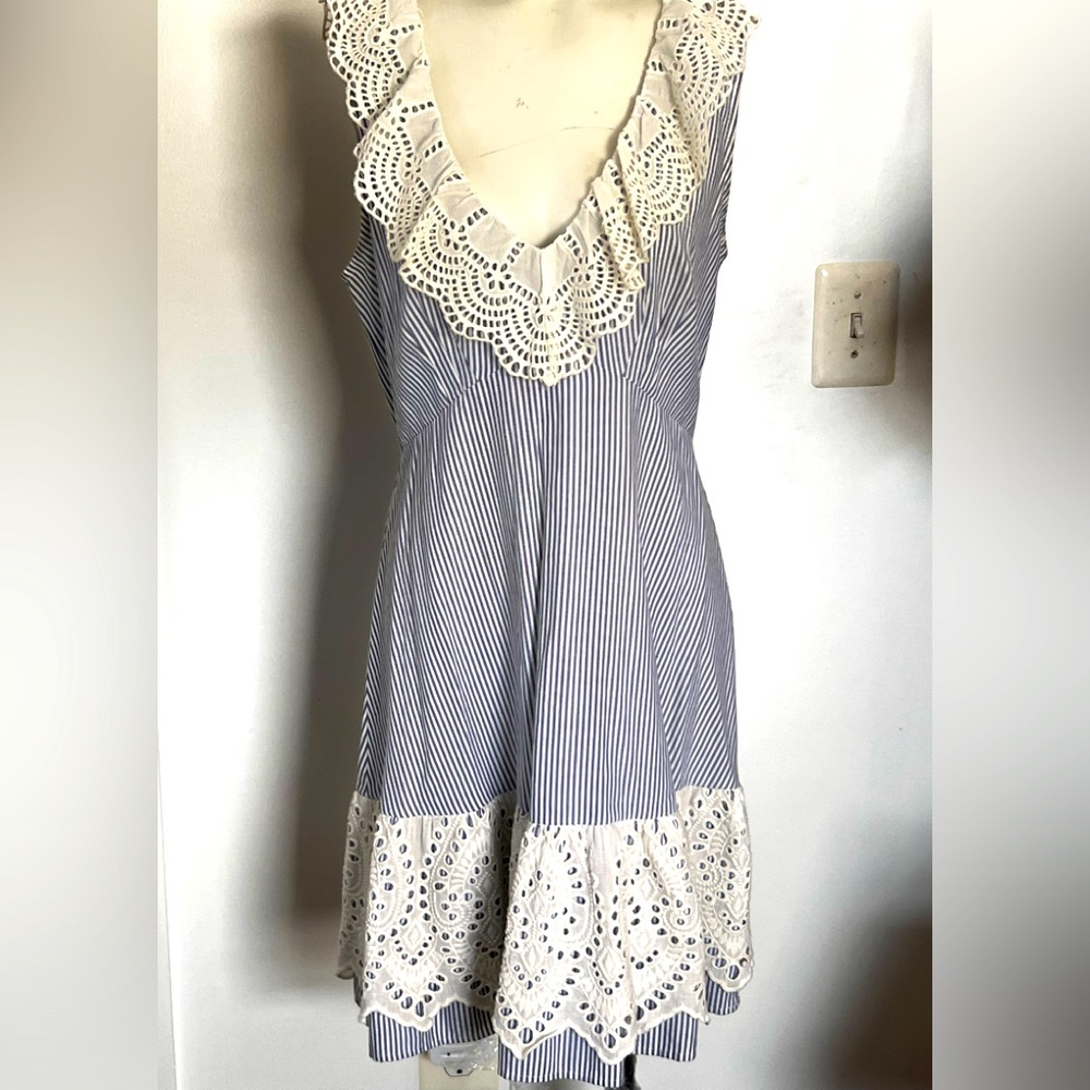 LUCY PARIS Seersucker and Eyelet Sundress